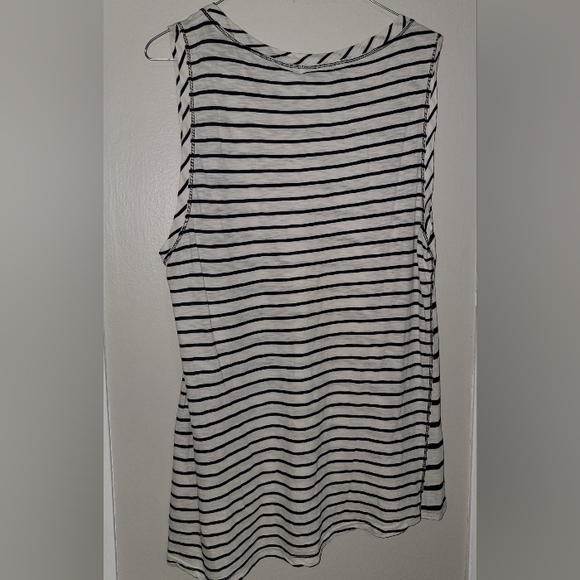 MICHAEL STARS KNIT TANK TOP SIZE MEDIUM OFF-WHITE WITH NAVY BLUE STRIPES - Picture 7 of 9